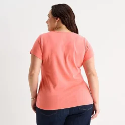 St. John's Bay Womens Plus Crew Neck Short Sleeve T-Shirt