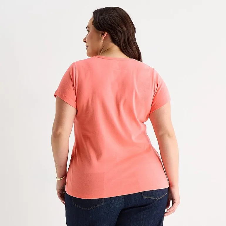 St. John's Bay Womens Plus Crew Neck Short Sleeve T-Shirt