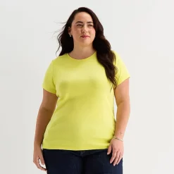 St. John's Bay Womens Plus Crew Neck Short Sleeve T-Shirt