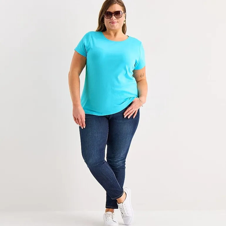 St. John's Bay Womens Plus Crew Neck Short Sleeve T-Shirt