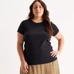 St. John's Bay Womens Plus Crew Neck Short Sleeve T-Shirt