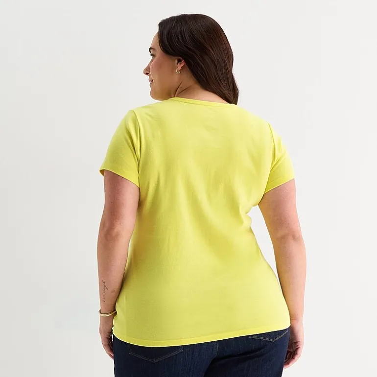 St. John's Bay Womens Plus Crew Neck Short Sleeve T-Shirt