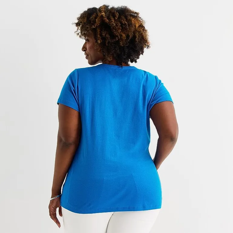 St. John's Bay Womens Plus Crew Neck Short Sleeve T-Shirt