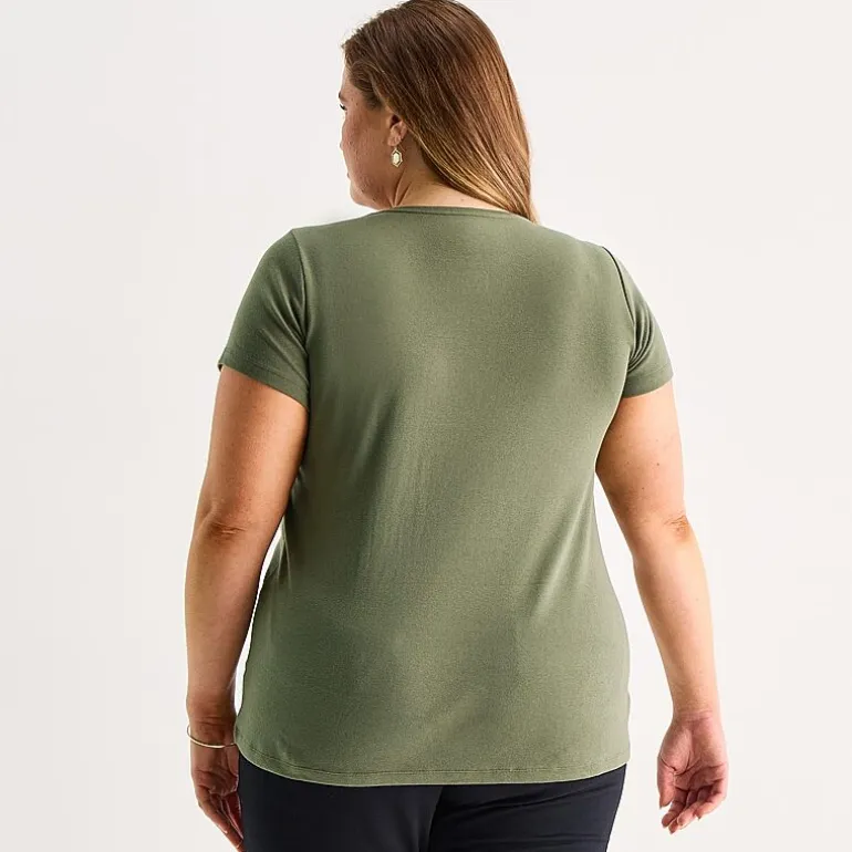 St. John's Bay Womens Plus Crew Neck Short Sleeve T-Shirt