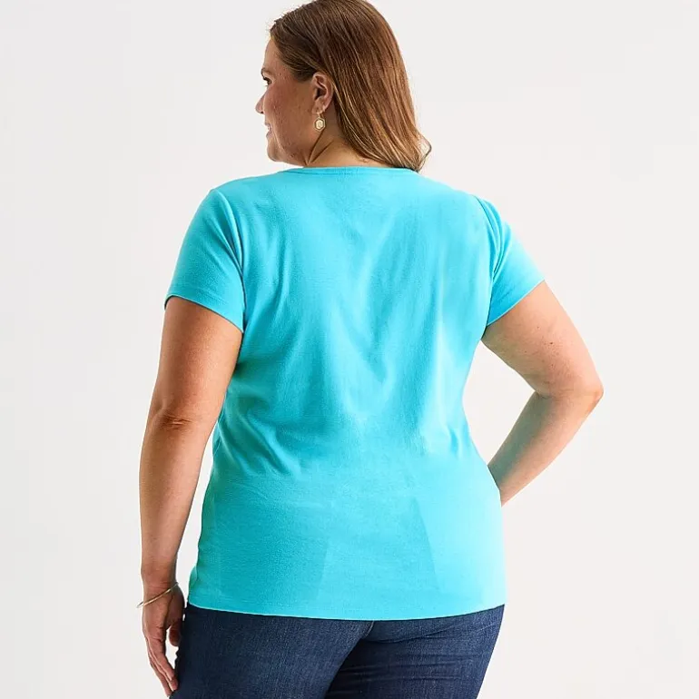 St. John's Bay Womens Plus Crew Neck Short Sleeve T-Shirt