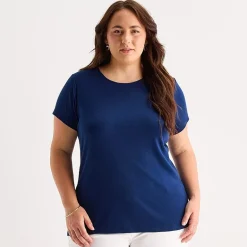 St. John's Bay Womens Plus Crew Neck Short Sleeve T-Shirt