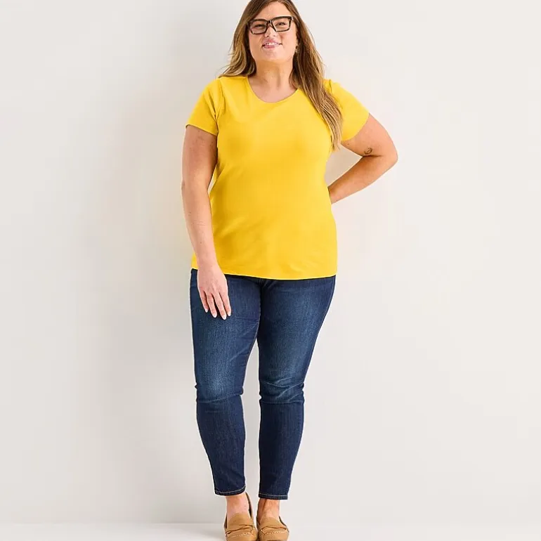 St. John's Bay Womens Plus Crew Neck Short Sleeve T-Shirt