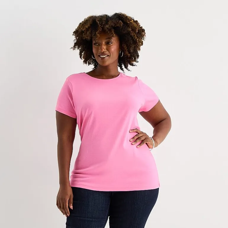 St. John's Bay Womens Plus Crew Neck Short Sleeve T-Shirt