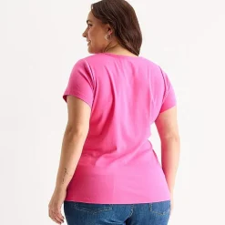 St. John's Bay Womens Plus Crew Neck Short Sleeve T-Shirt
