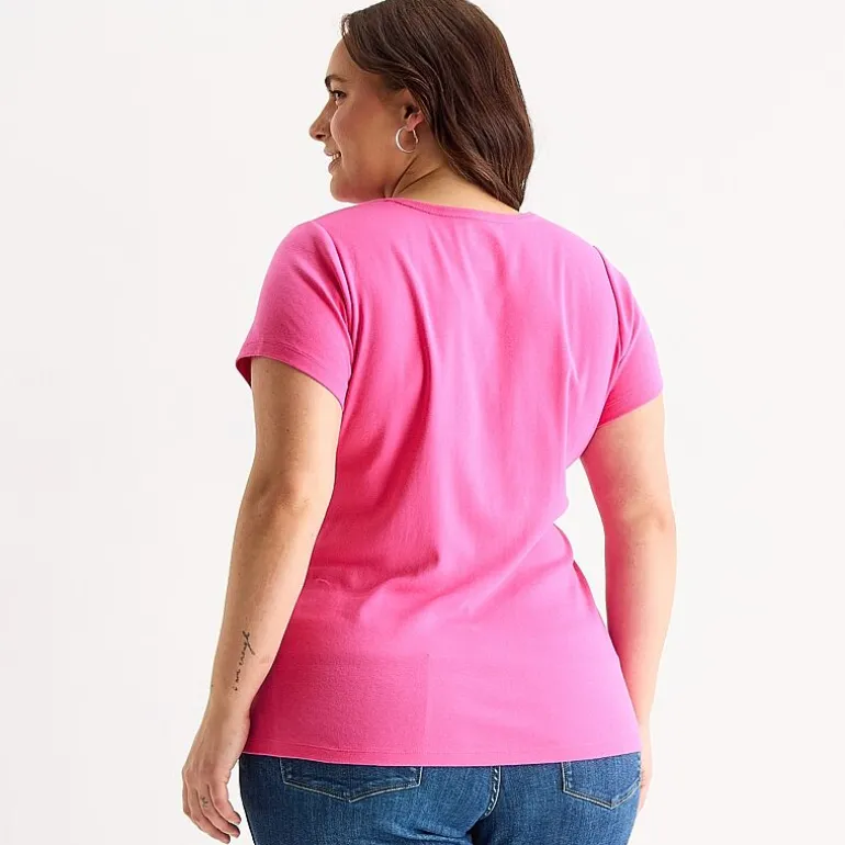 St. John's Bay Womens Plus Crew Neck Short Sleeve T-Shirt