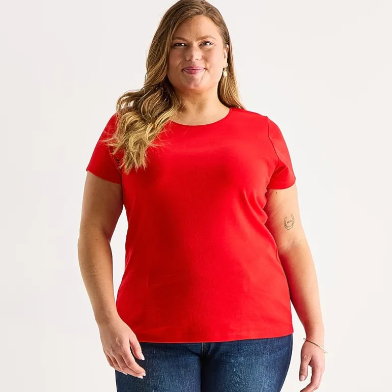 St. John's Bay Womens Plus Crew Neck Short Sleeve T-Shirt