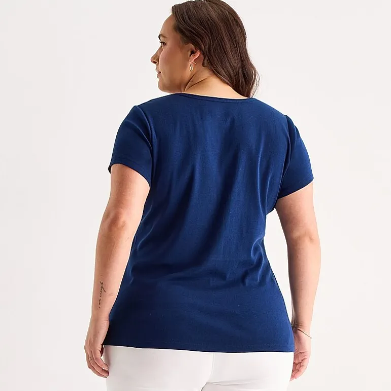 St. John's Bay Womens Plus Crew Neck Short Sleeve T-Shirt