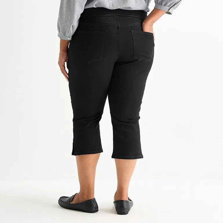 St. John's Bay Womens Plus Denim Pull On Cropped Pant