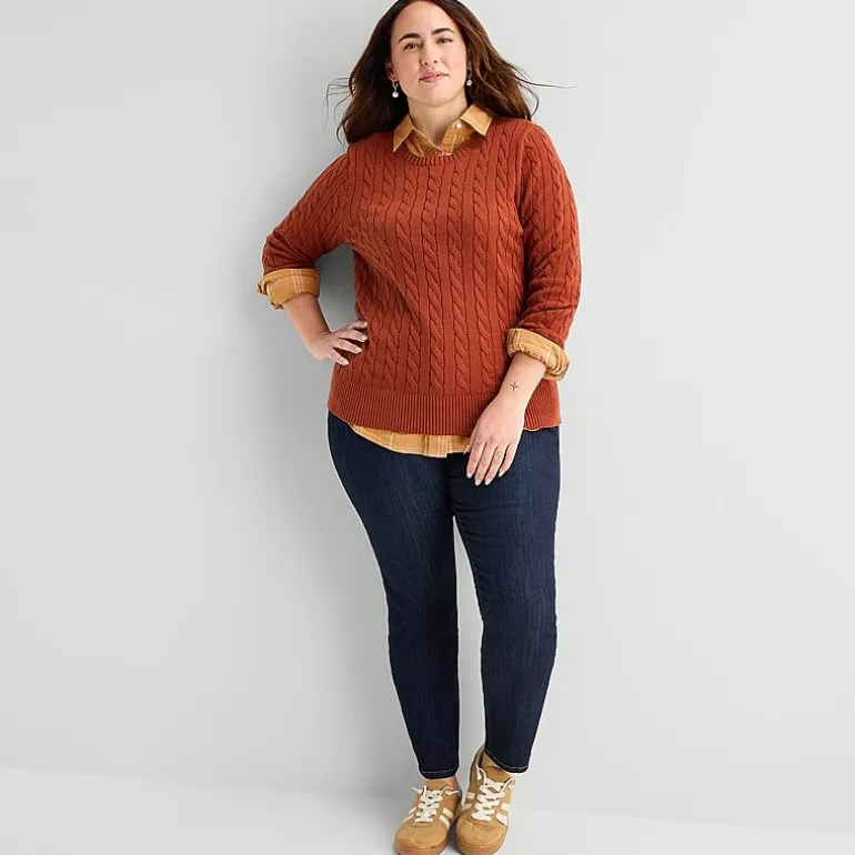 St. John's Bay Womens Plus Easy-on + Easy-off Cuffed Long Sleeve Regular Fit Button-Down Shirt