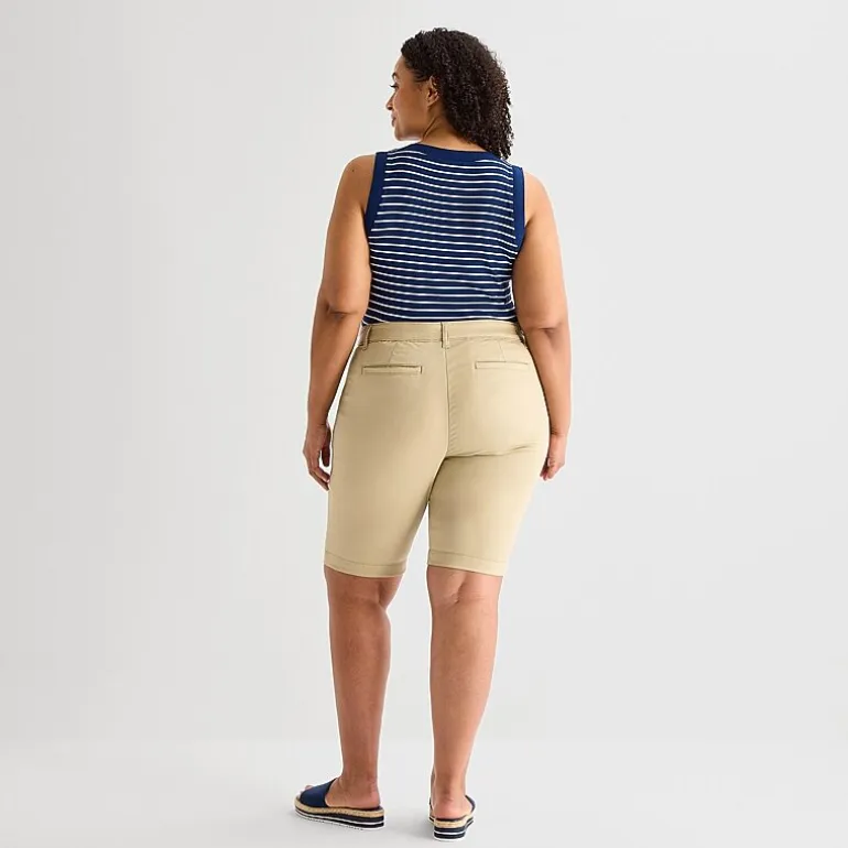 St. John's Bay Womens 11" Plus Easy-on + Easy-off Bermuda Short