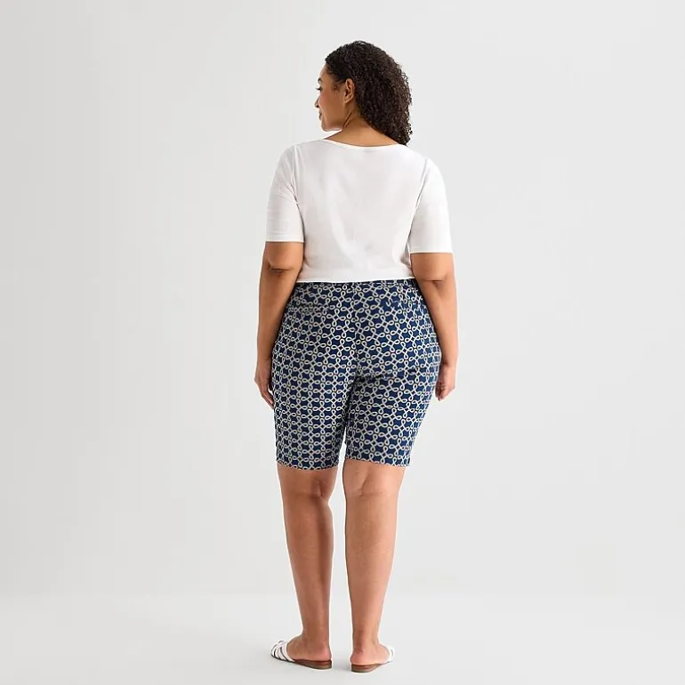 St. John's Bay Womens 11" Plus Easy-on + Easy-off Bermuda Short