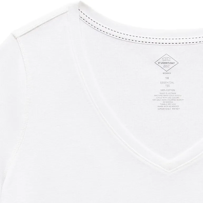 St. John's Bay Womens Plus Easy-on + Easy-off V Neck 3/4 Sleeve Adaptive T-Shirt