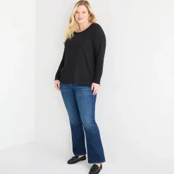 St. John's Bay Womens Plus Easy-on + Easy-off Crew Neck Long Sleeve Adaptive T-Shirt