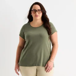 St. John's Bay Womens Plus Easy-on + Easy-off Crew Neck Short Sleeve Adaptive T-Shirt