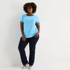 St. John's Bay Womens Plus Easy-on + Easy-off Crew Neck Short Sleeve Adaptive T-Shirt