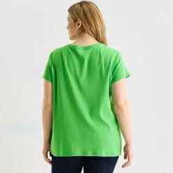 St. John's Bay Womens Plus Easy-on + Easy-off V Neck Short Sleeve Adaptive T-Shirt