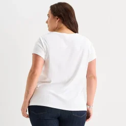 St. John's Bay Womens Plus Easy-on + Easy-off V Neck Short Sleeve Adaptive T-Shirt