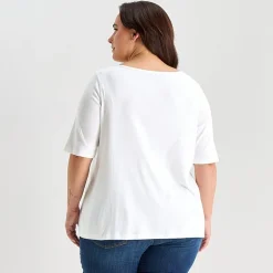 St. John's Bay Womens Plus Easy-on + Easy-off Boat Neck Short Sleeve Adaptive T-Shirt