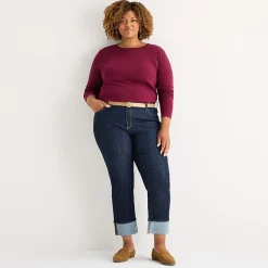 St. John's Bay Womens Plus High Rise Wide Leg Jean