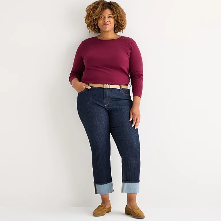 St. John's Bay Womens Plus High Rise Wide Leg Jean