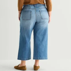 St. John's Bay Womens Plus High Rise Cropped Wide Leg Jean
