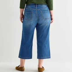 St. John's Bay Womens Plus High Rise Cropped Wide Leg Jean