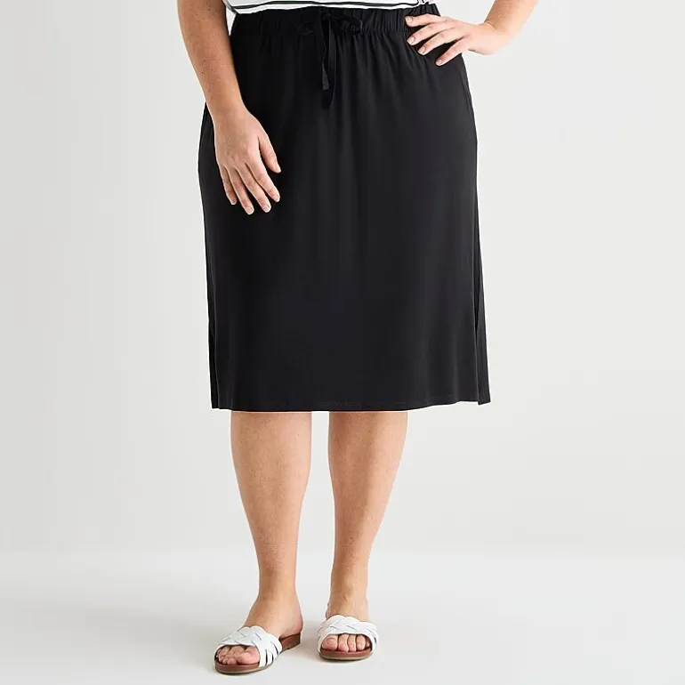 St. John's Bay Womens Plus Midi A-Line Skirt