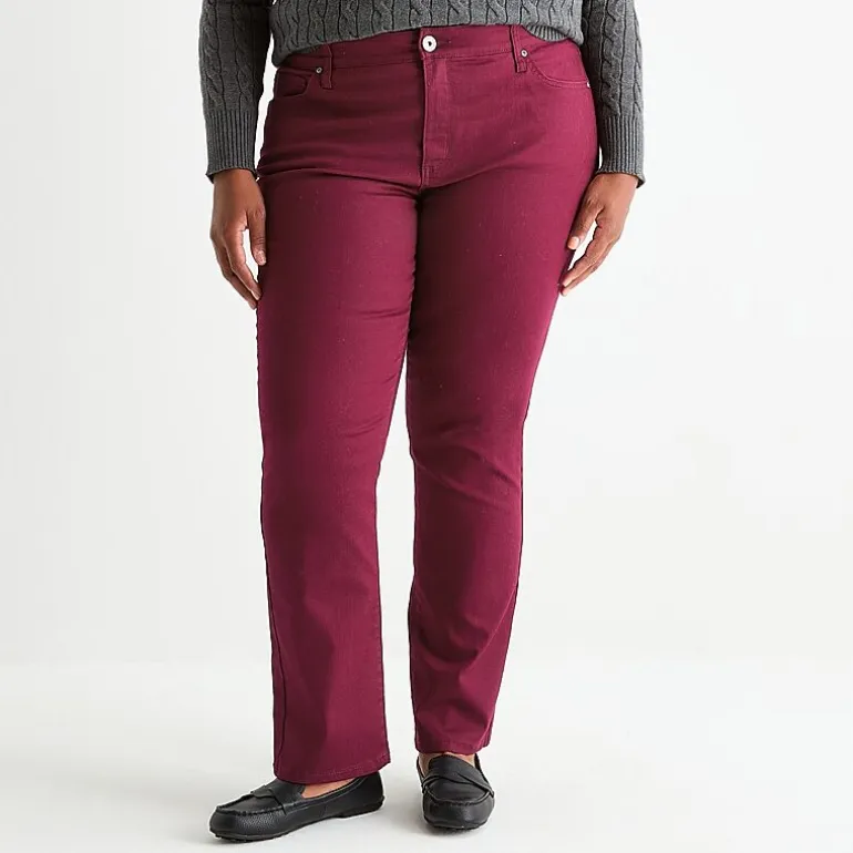 St. John's Bay Womens Plus Mid Rise Straight Leg Jean
