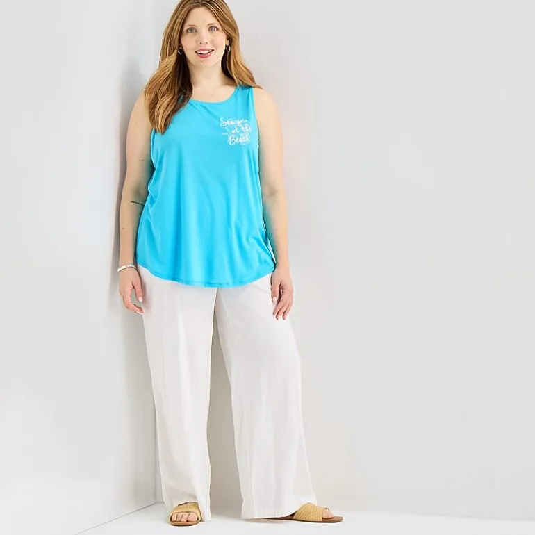 St. John's Bay Womens Plus Round Neck Sleeveless Tank Top