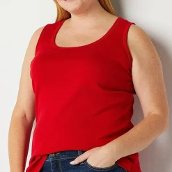 St. John's Bay Womens Plus Scoop Neck Sleeveless Tank Top