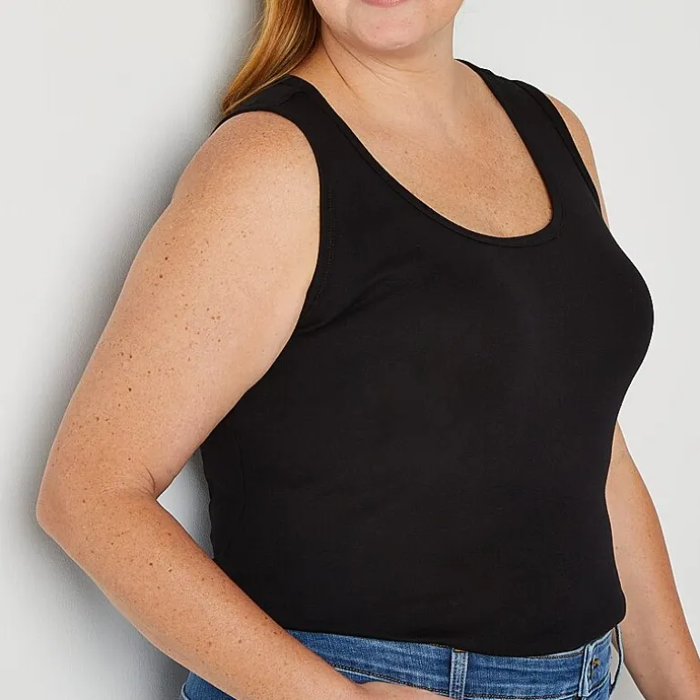 St. John's Bay Womens Plus Scoop Neck Sleeveless Tank Top