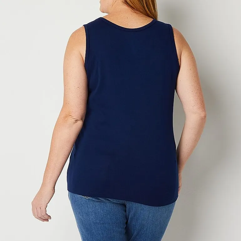 St. John's Bay Womens Plus Scoop Neck Sleeveless Tank Top