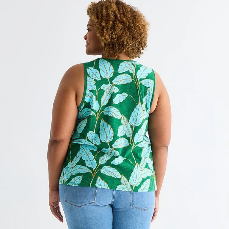St. John's Bay Womens Plus Scoop Neck Sleeveless Tank Top