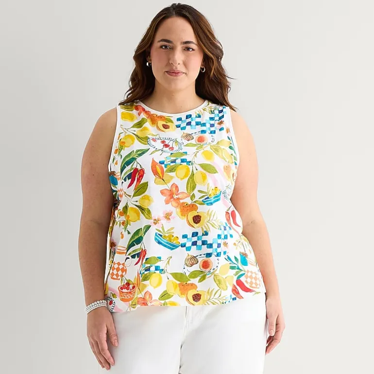 St. John's Bay Womens Plus Scoop Neck Sleeveless Tank Top