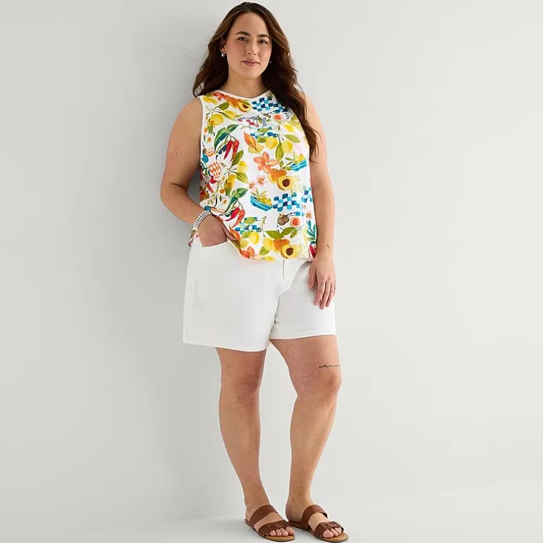 St. John's Bay Womens Plus Scoop Neck Sleeveless Tank Top