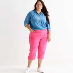 St. John's Bay Womens Plus Secretly Slender Skinny Mid Rise Capri Pant