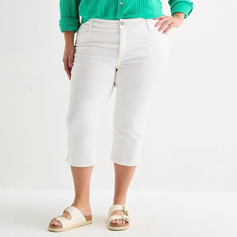 St. John's Bay Womens Plus Secretly Slender Mid Rise Capri Jean