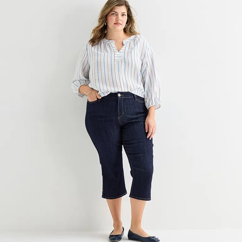St. John's Bay Womens Plus Secretly Slender Mid Rise Capri Jean