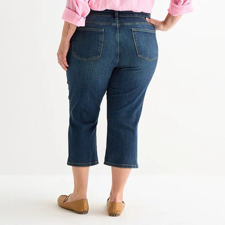 St. John's Bay Womens Plus Secretly Slender Mid Rise Capri Jean