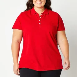 St. John's Bay Womens Plus Short Sleeve Polo Shirt