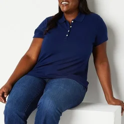 St. John's Bay Womens Plus Short Sleeve Polo Shirt
