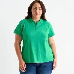 St. John's Bay Womens Plus Short Sleeve Polo Shirt