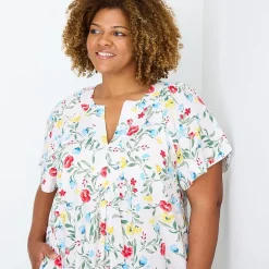 St. John's Bay Womens Plus Split Crew Neck Short Sleeve Sheath Dress