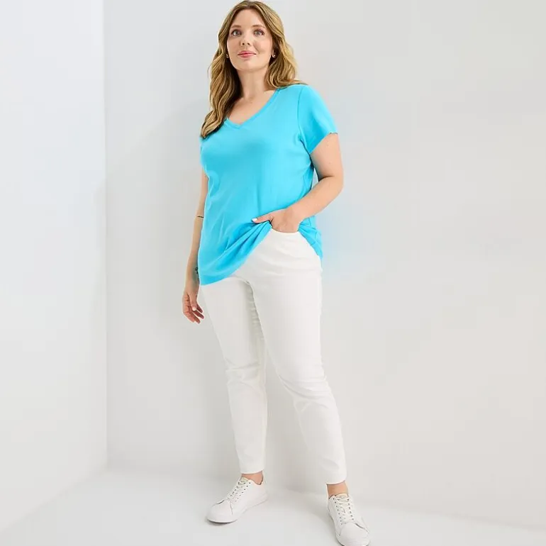 St. John's Bay Womens Plus V Neck Short Sleeve T-Shirt