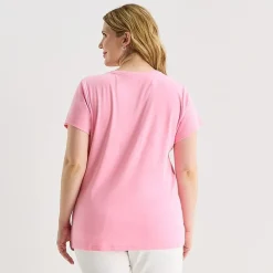 St. John's Bay Womens Plus V Neck Short Sleeve T-Shirt